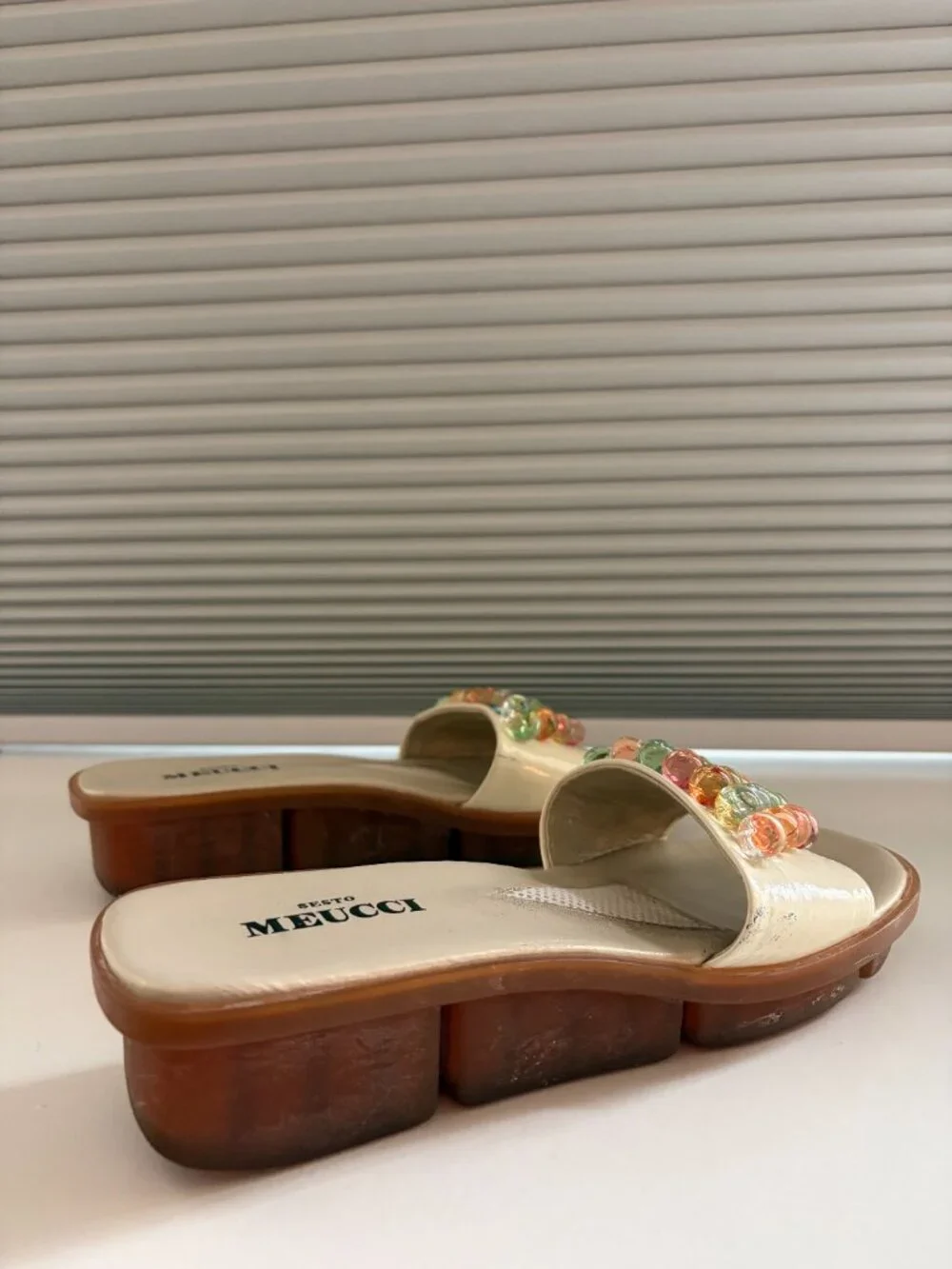 Sesto Meucci White Bubble Sandals with Foot Support